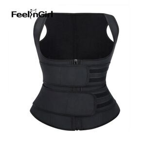 FeelinGirl Women's Size 3XL Black 100%Latex Top Shaper Adjustable Waist Trainer